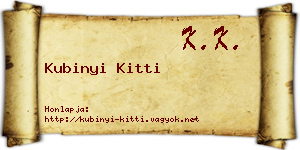 Kubinyi Kitti névjegykártya